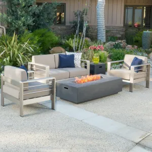 5pc Outdoor Fire Table Sofa Set - NH878992 cushion cover, soft furnishing
