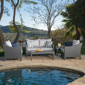 5pc Outdoor Grey Wicker Sofa Set - NH660692 cushion cover, soft furnishing