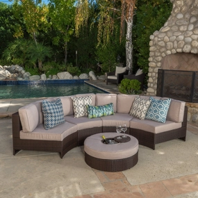 5pc Outdoor Sectional Sofa Set w/ Ice Bucket Ottoman - NH440992 serving bowl, serving dish
