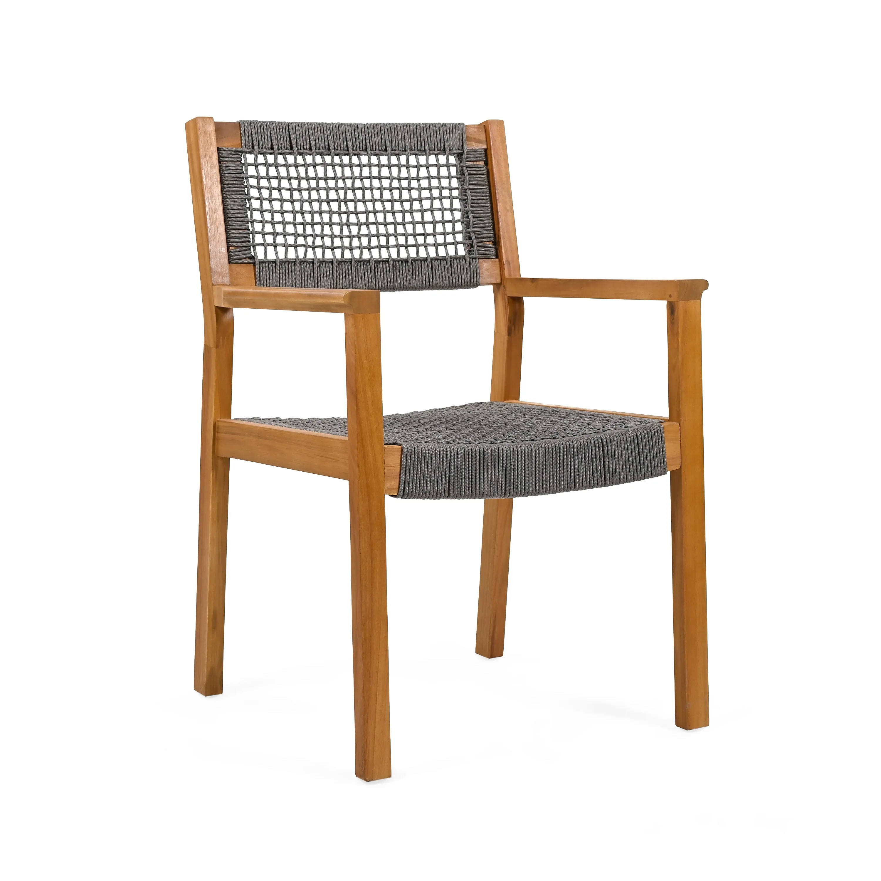 5Pcs Outdoor Patio Dining Set, Rope Weave Chairs & Metal Frame Table