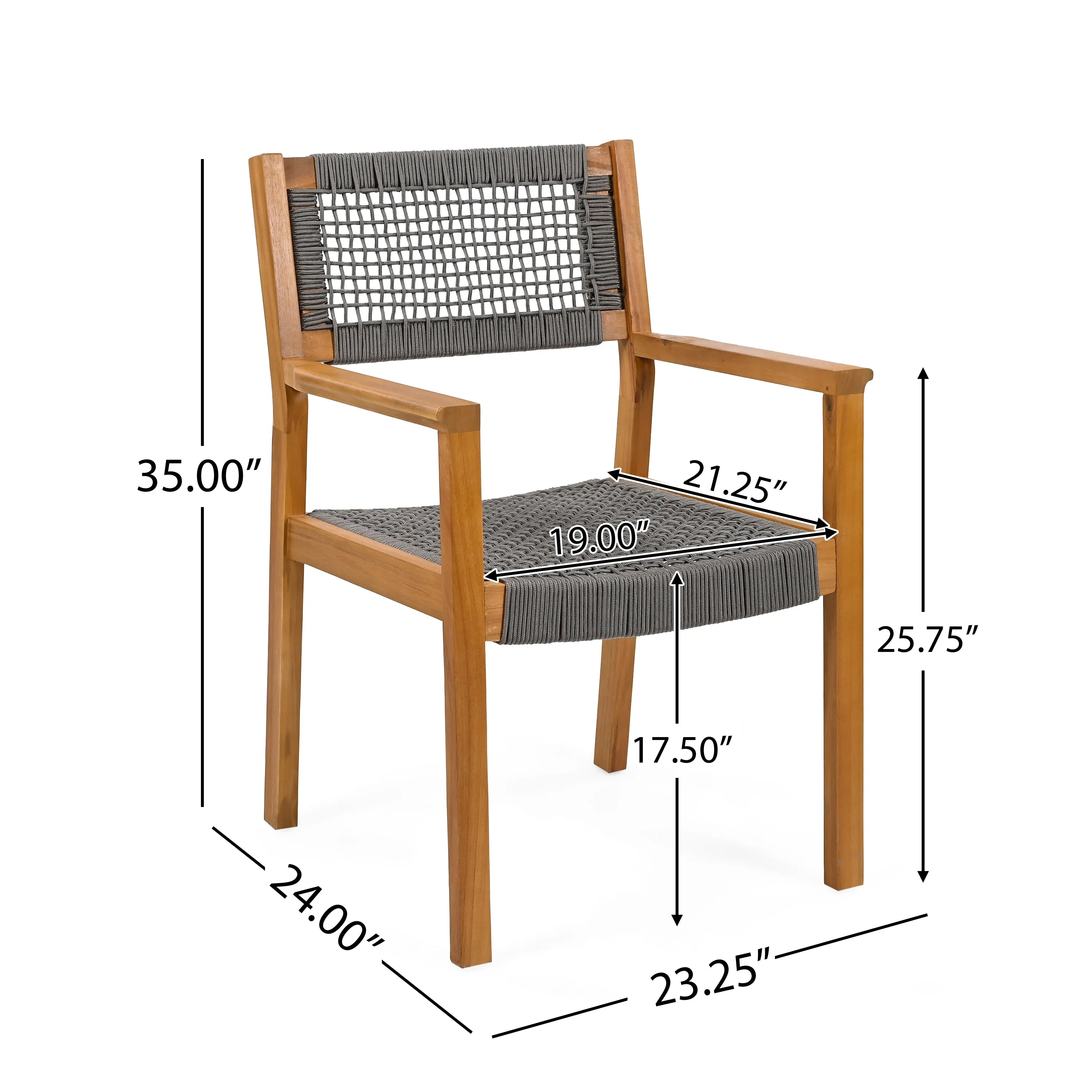 5Pcs Outdoor Patio Dining Set, Rope Weave Chairs & Metal Frame Table