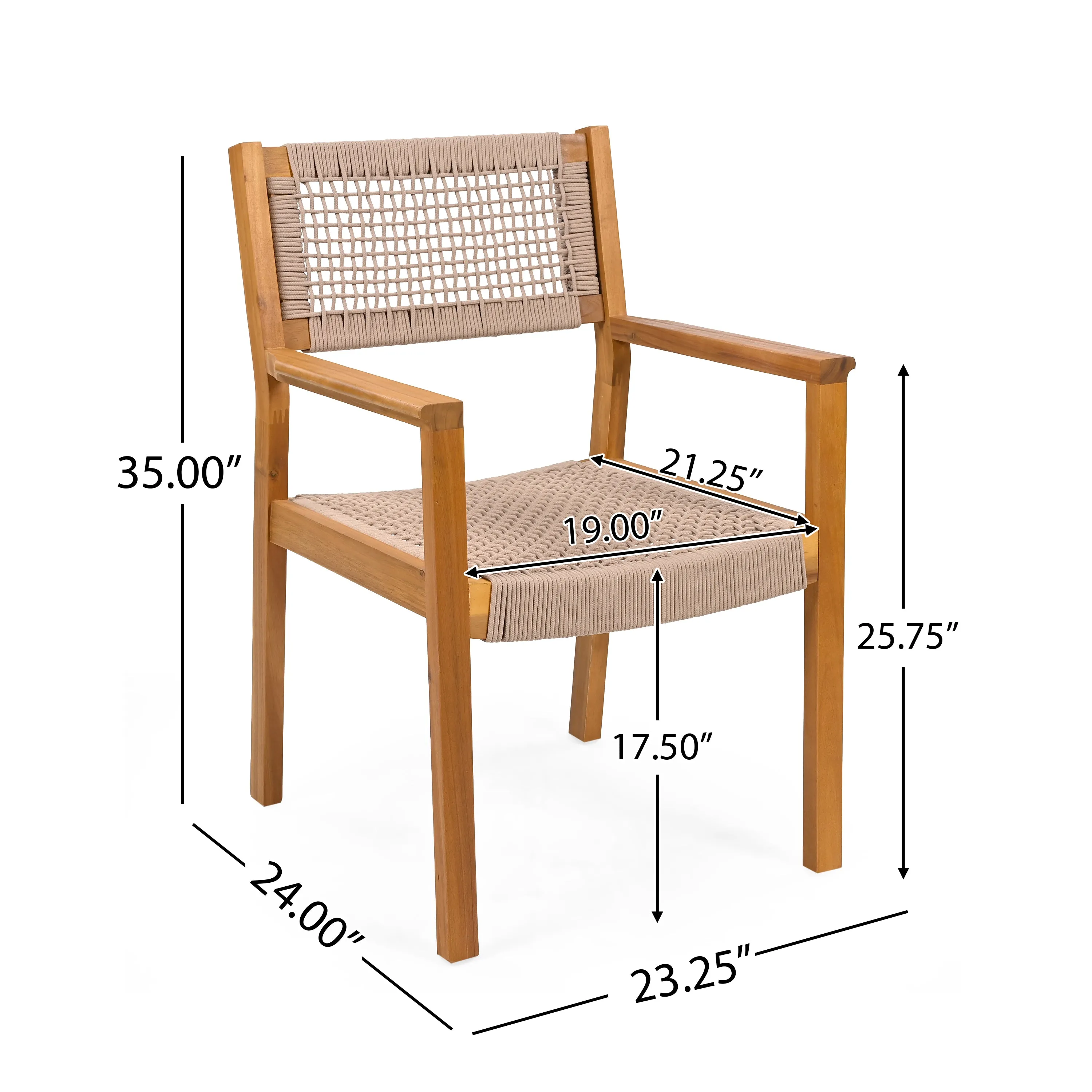 5Pcs Outdoor Patio Dining Set, Rope Weave Chairs & Metal Frame Table