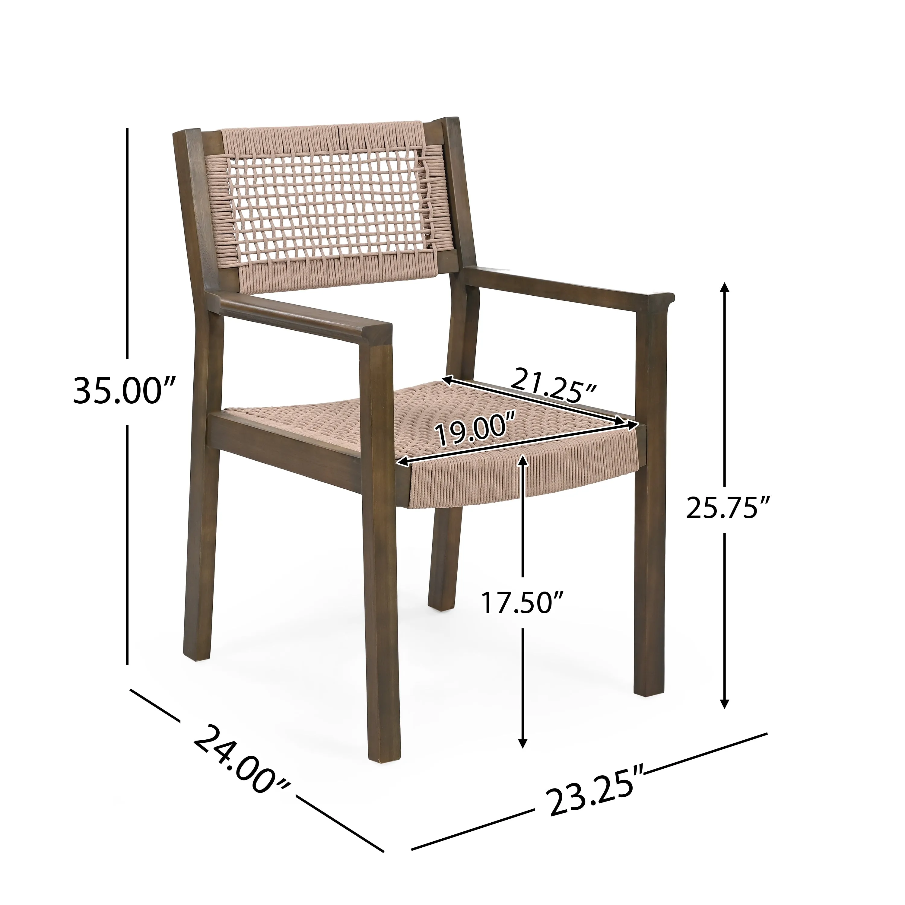 5Pcs Outdoor Patio Dining Set, Rope Weave Chairs & Metal Frame Table
