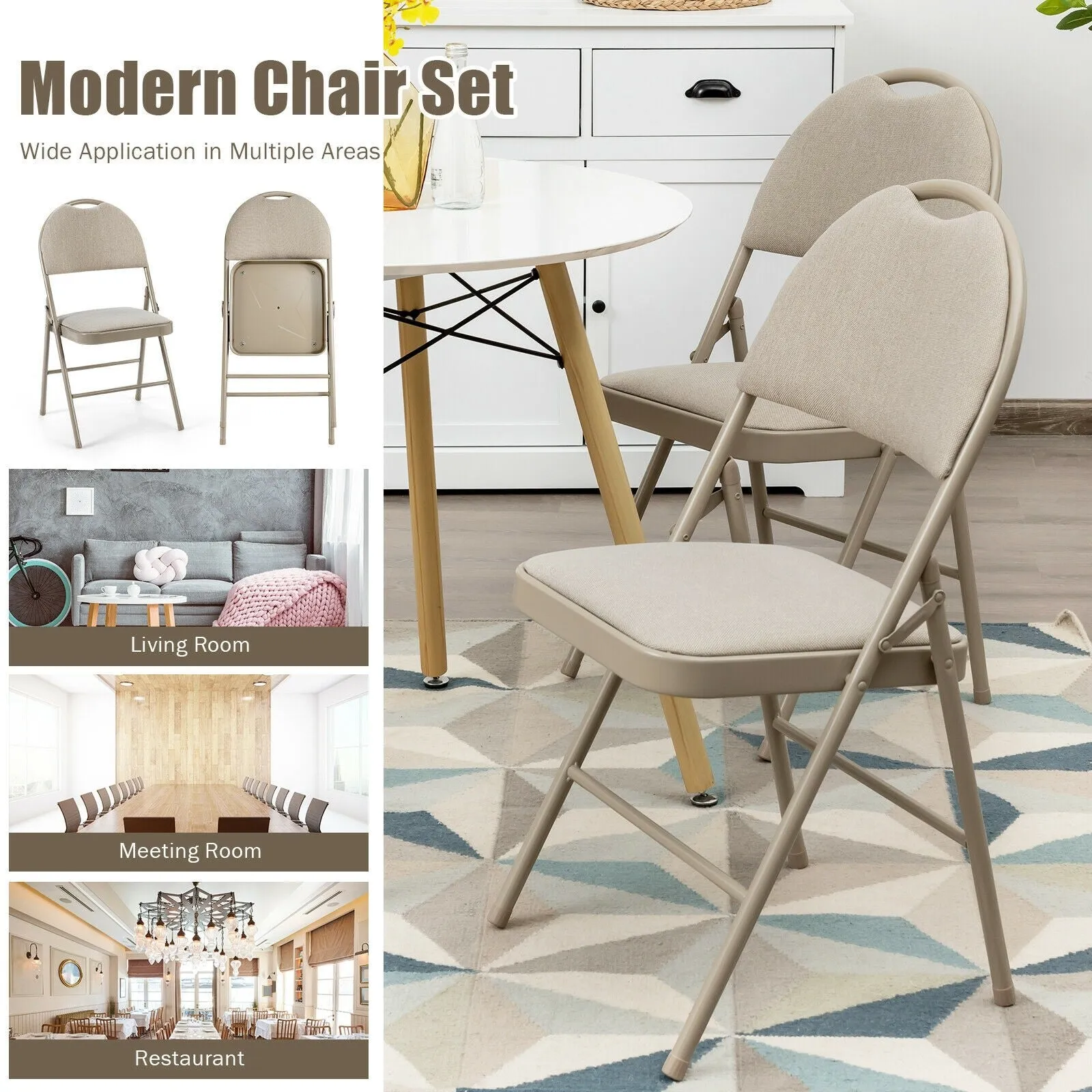 6 PCS Folding Chairs Set Portable Backrest Chair