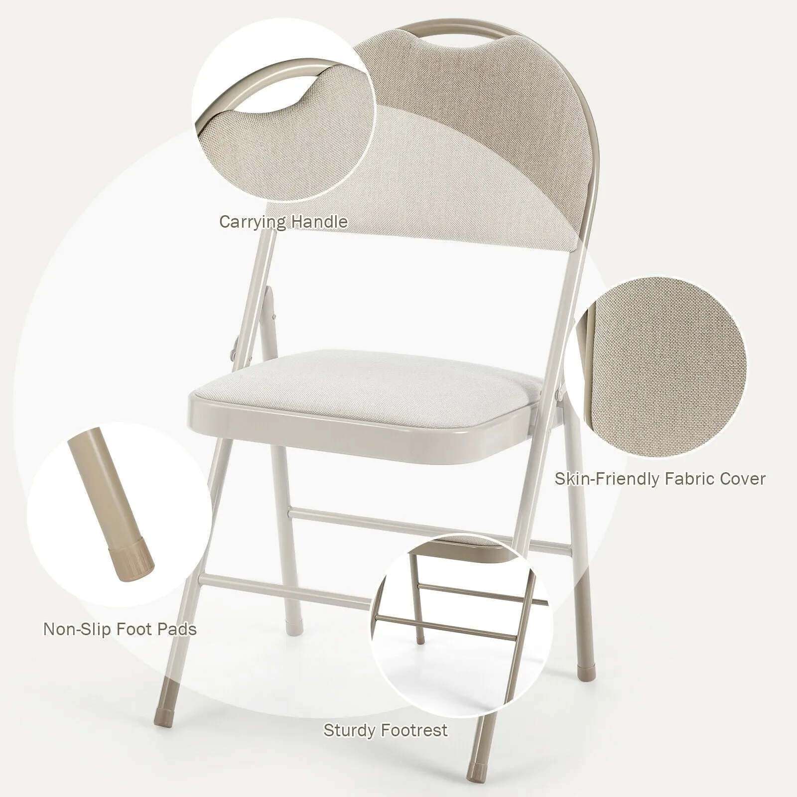 6 PCS Folding Chairs Set Portable Backrest Chair