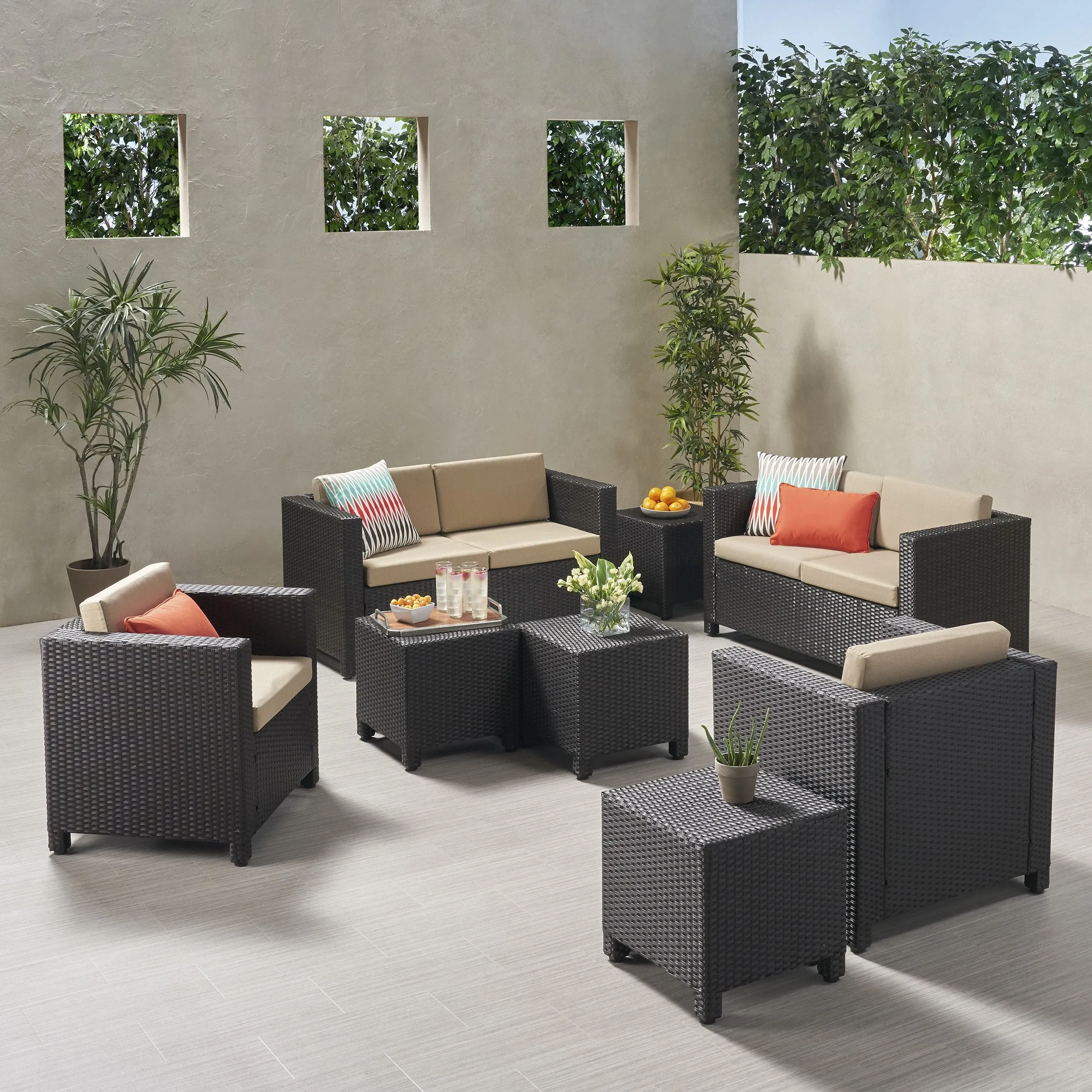 6-Seater Outdoor Sofa Set with Side Tables - NH339903 cushion cover, soft furnishing