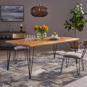 6-Seater Rectangular Rustic/Farmhouse Wood Slab Dining Table - NH094703 kitchen island table, dining furniture