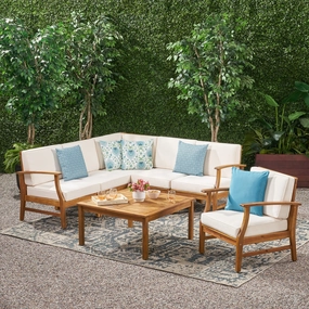 6-Seater Outdoor Wooden Sectional - NH132203 serving bowl, serving dish