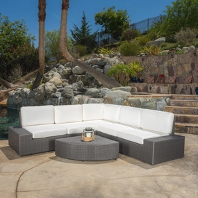 6pc Outdoor Grey Wicker Sectional Set - NH125512 serving bowl, serving dish