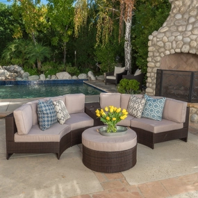 6pc Outdoor Sectional Sofa Set w/ Storage Trunk - NH640992 serving bowl, serving dish