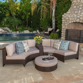 6pc Outdoor Sectional Sofa Set w/ Storage Trunk & Ice Bucket - NH840992 serving bowl, serving dish