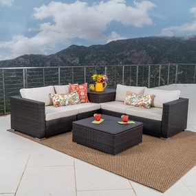 6pc Outdoor Wicker Sectional Sofa w/ Storage - NH225992 serving bowl, serving dish