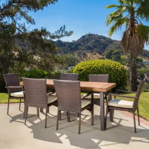 7 Piece Outdoor Dining Set (Wood Table w/ Wicker Chairs) - NH734892 patio chairs, outdoor seating