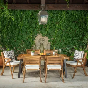 7 Piece Teak Finish Acacia Wood Patio Dining Set - NH891892 patio chairs, outdoor seating