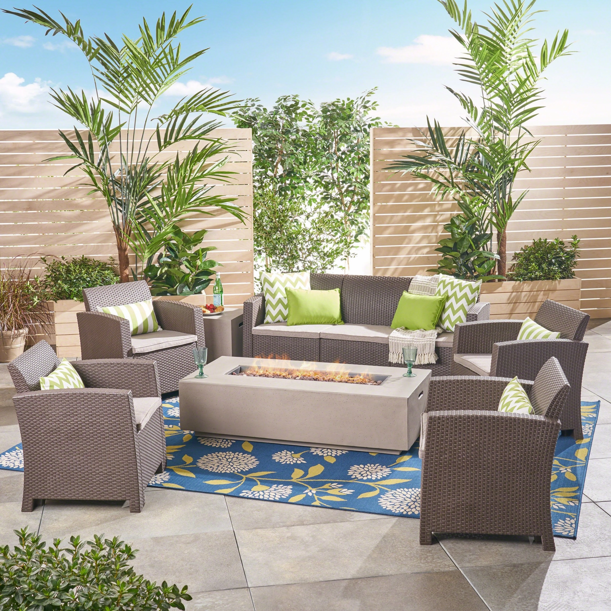 7-Seater Outdoor Chat Set with Fire Pit - NH798503 cushion cover, soft furnishing