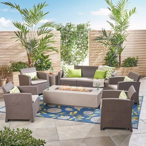 7-Seater Outdoor Chat Set with Fire Pit - NH798503 cushion cover, soft furnishing
