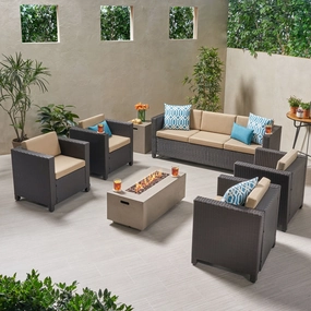 7-Seater Outdoor Fire Pit Sofa Set - NH329903 cushion cover, soft furnishing