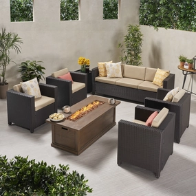 7-Seater Outdoor Fire Pit Sofa Set - NH919903 cushion cover, soft furnishing