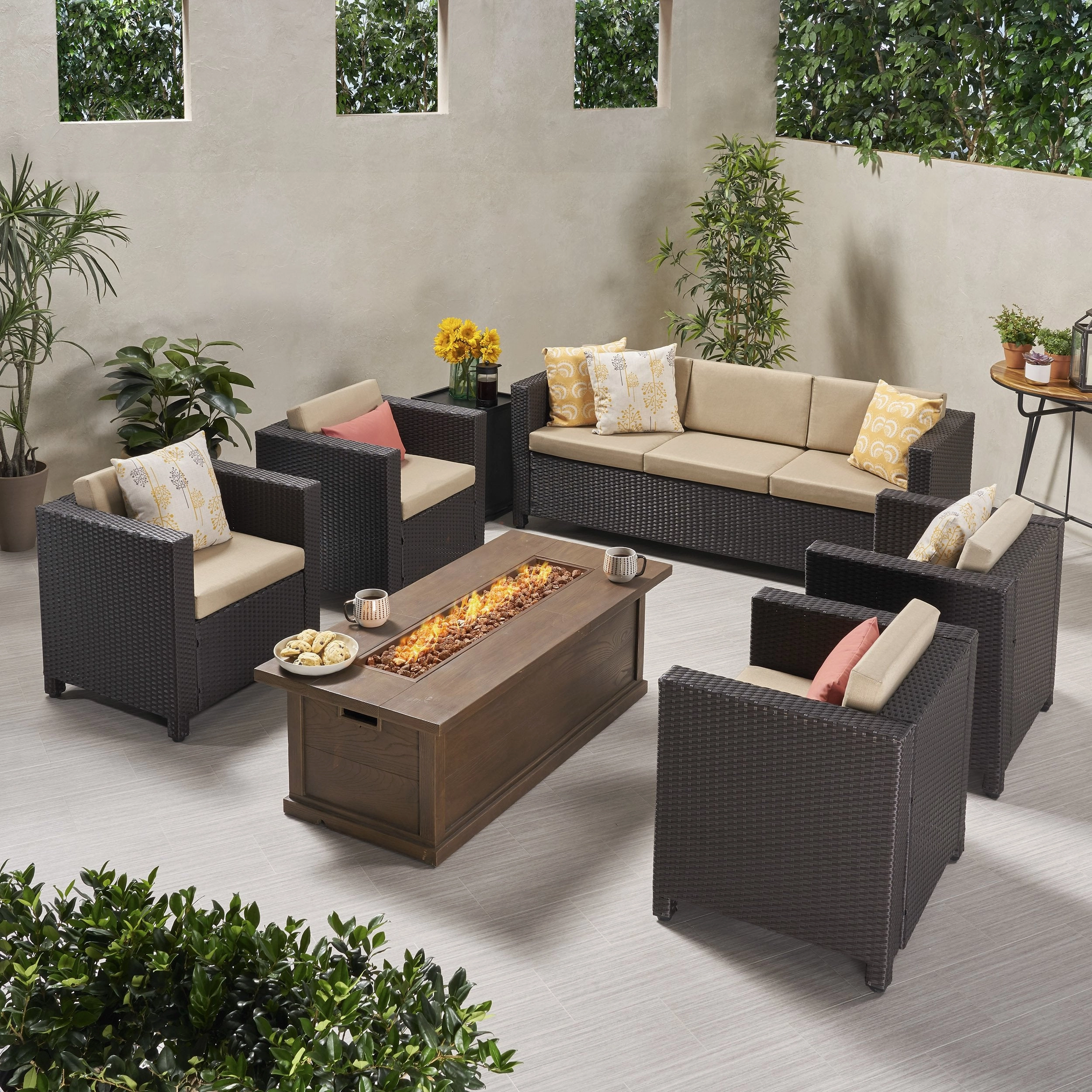 7-Seater Outdoor Fire Pit Sofa Set - NH919903 cushion cover, soft furnishing