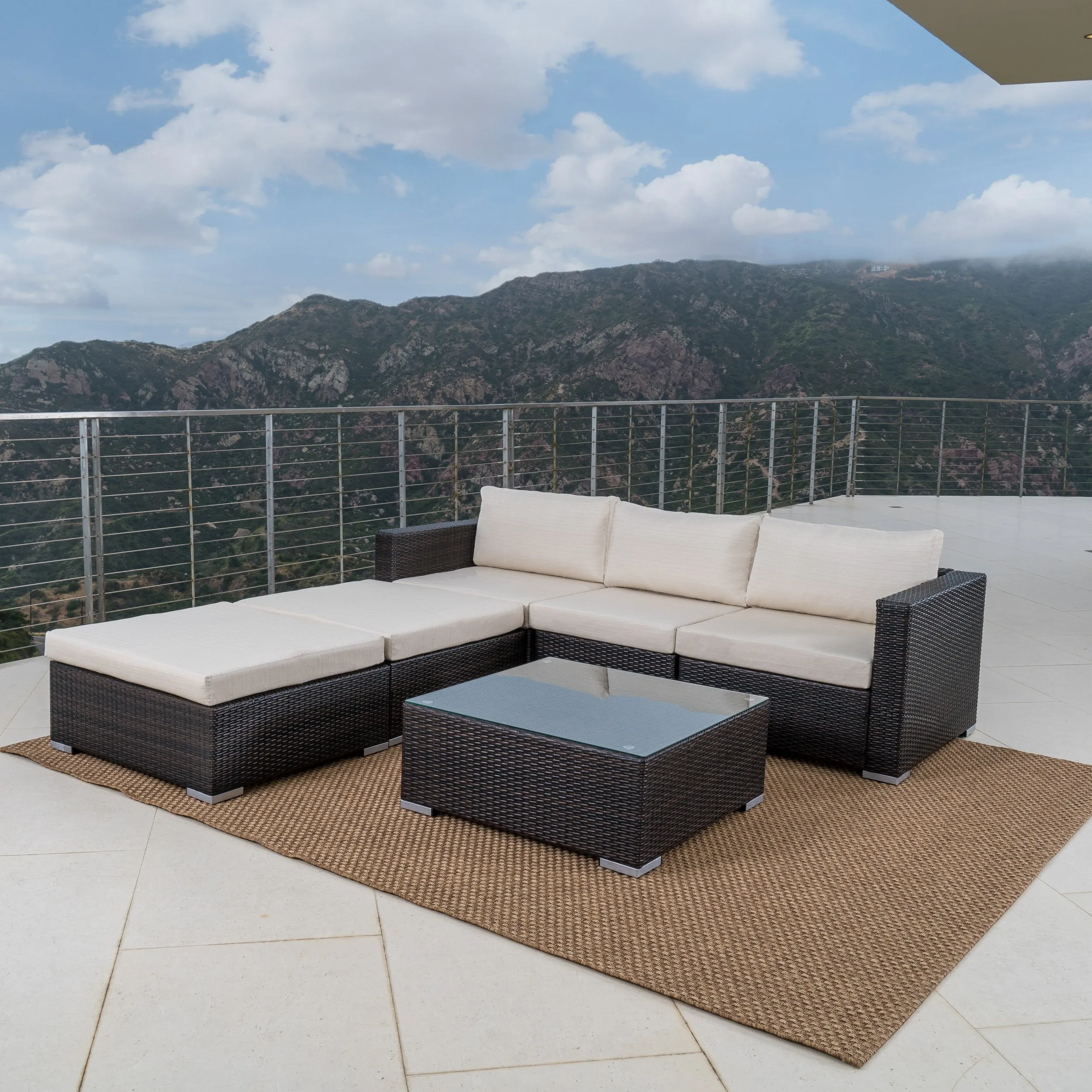 7pc Outdoor Wicker Sectional w/ Cushions - NH605003