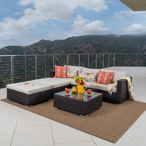 7pc Outdoor Wicker Sectional w/ Cushions - NH605003 serving bowl, serving dish