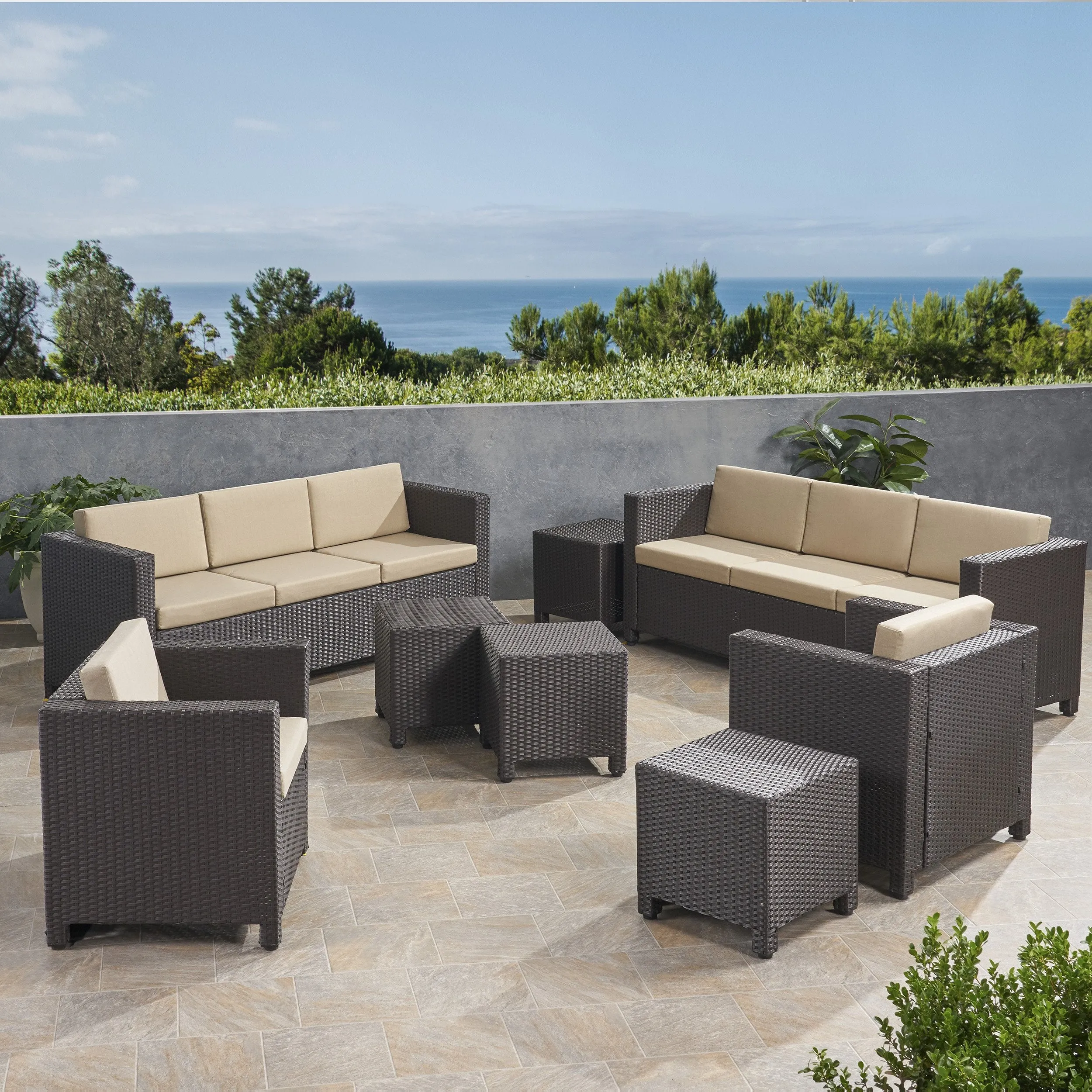8-Seater Outdoor Sofa Set with Side Tables - NH929903 cushion cover, soft furnishing
