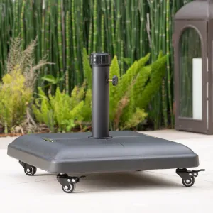 80lbs Black Steel Square Umbrella Base with Wheels - NH214003 cowhide rug, luxury rug
