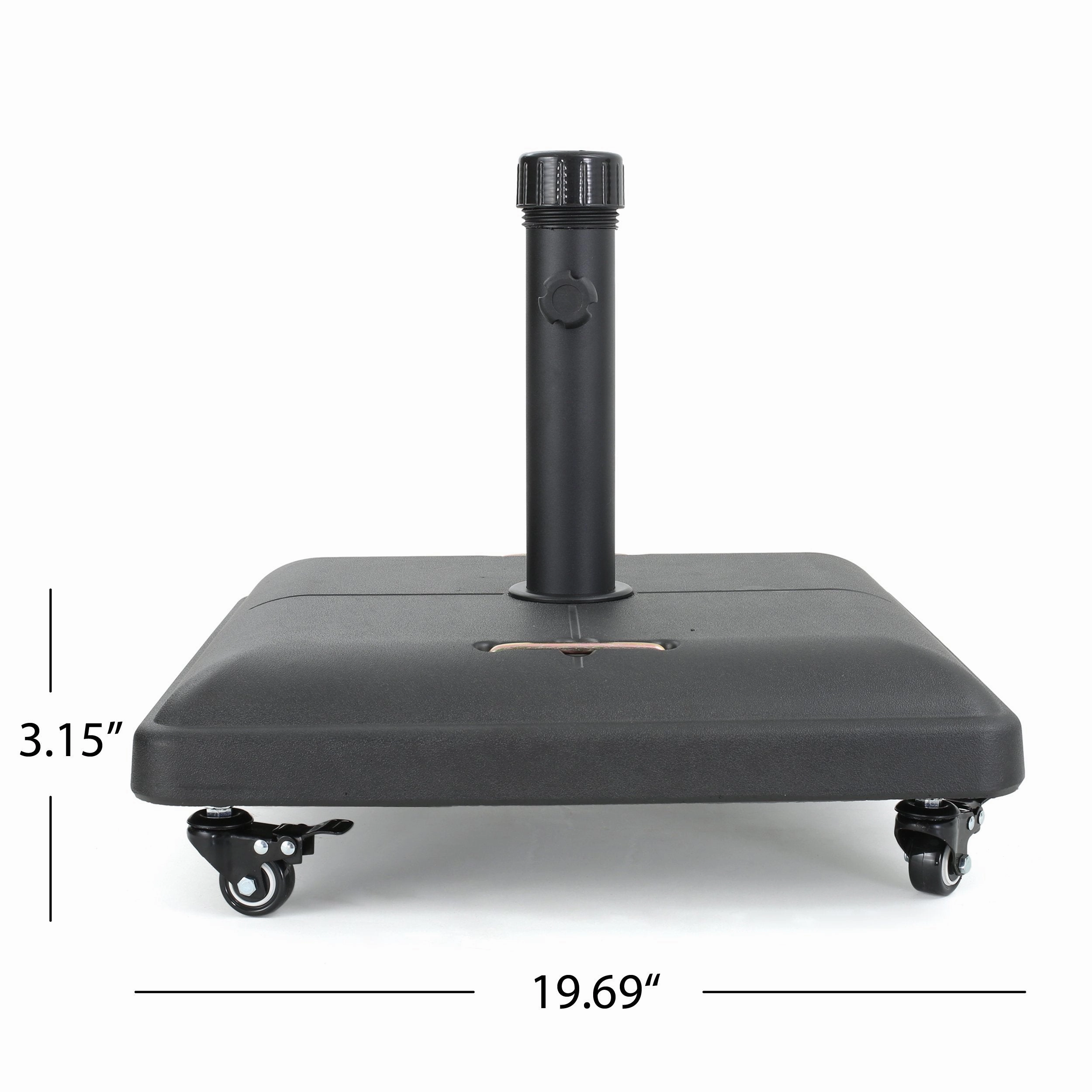 80lbs Black Steel Square Umbrella Base with Wheels - NH214003