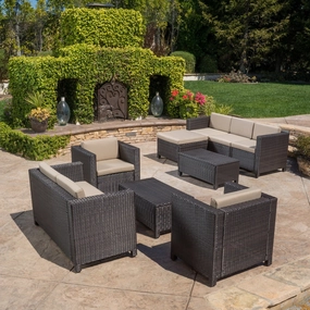 9pc Outdoor Wicker Sectional Sofa Set w/ Cushions - NH091892 serving bowl, serving dish