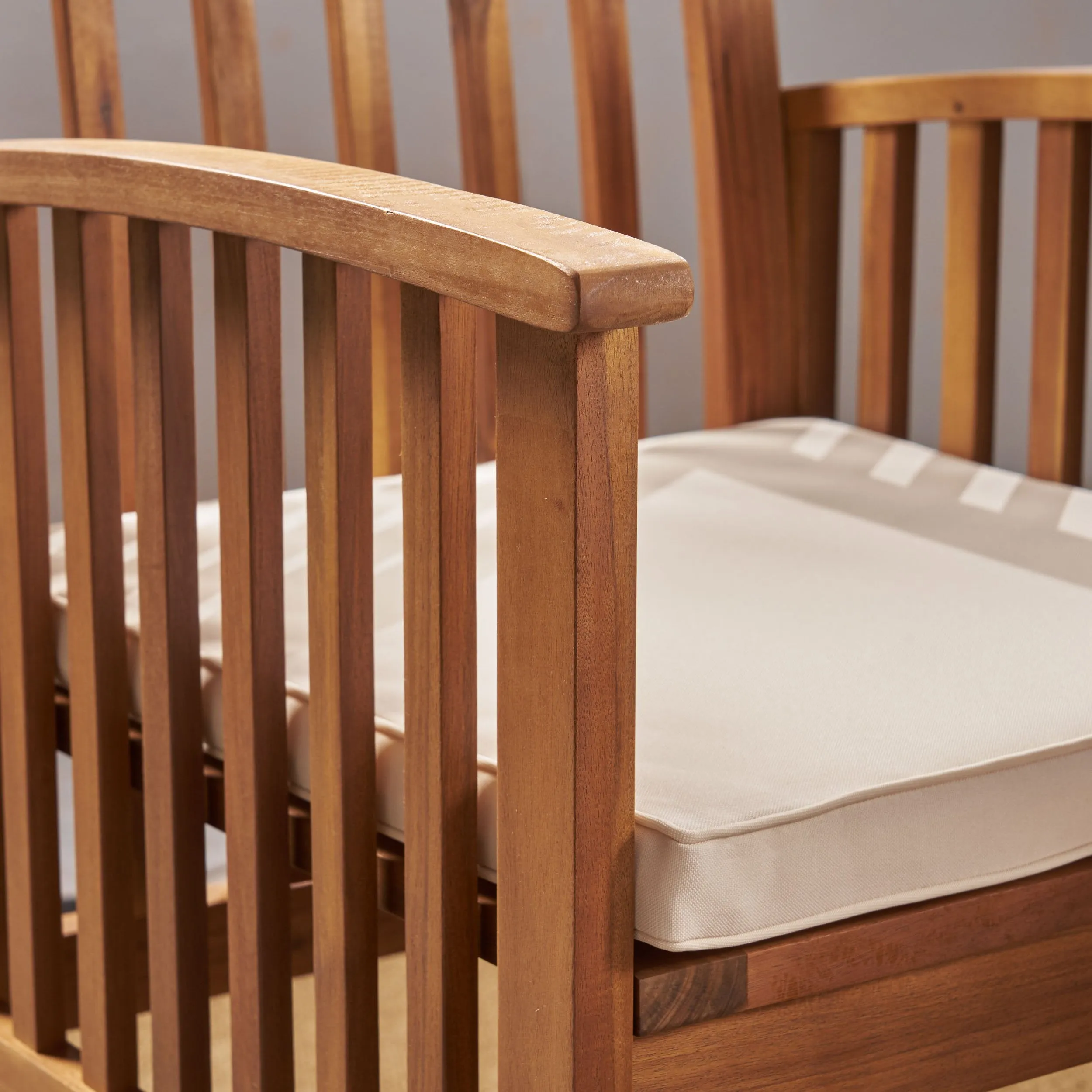 Acacia Patio Dining Chairs, Acacia Wood with Outdoor Cushions, (Set of 2) - NH161703
