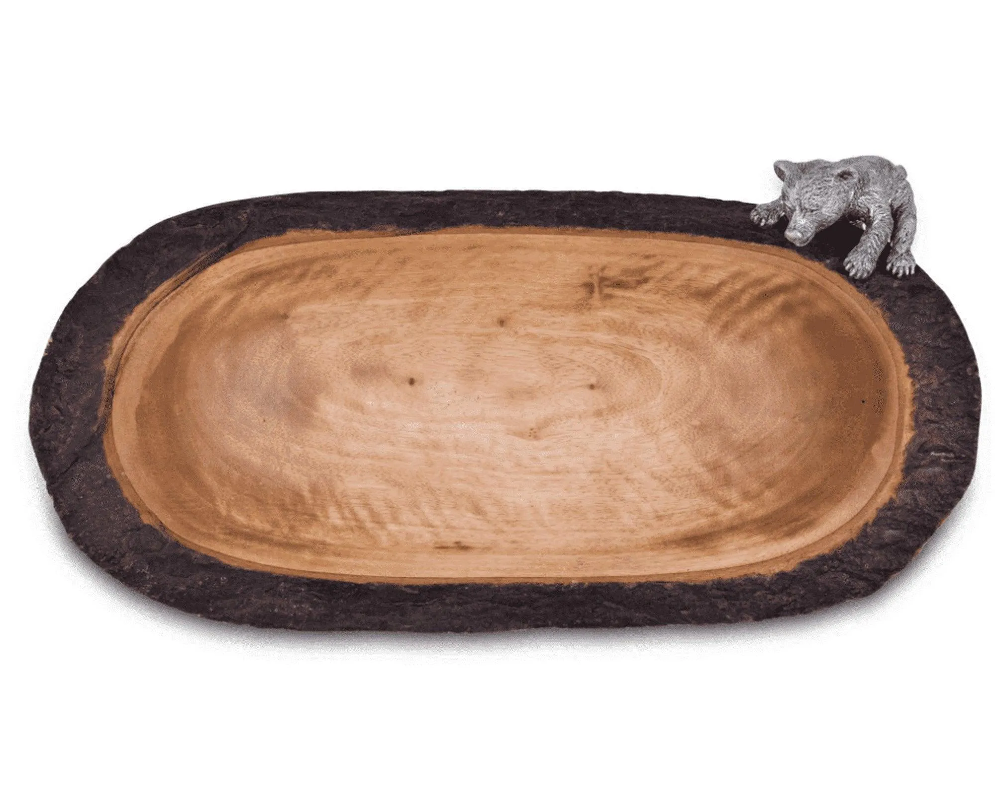 Acacia Wood Bread Bowl w/ Bear Cub