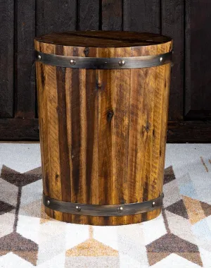 Acacia Wood Rustic Barrel End Table vanity mirror, wall mirror