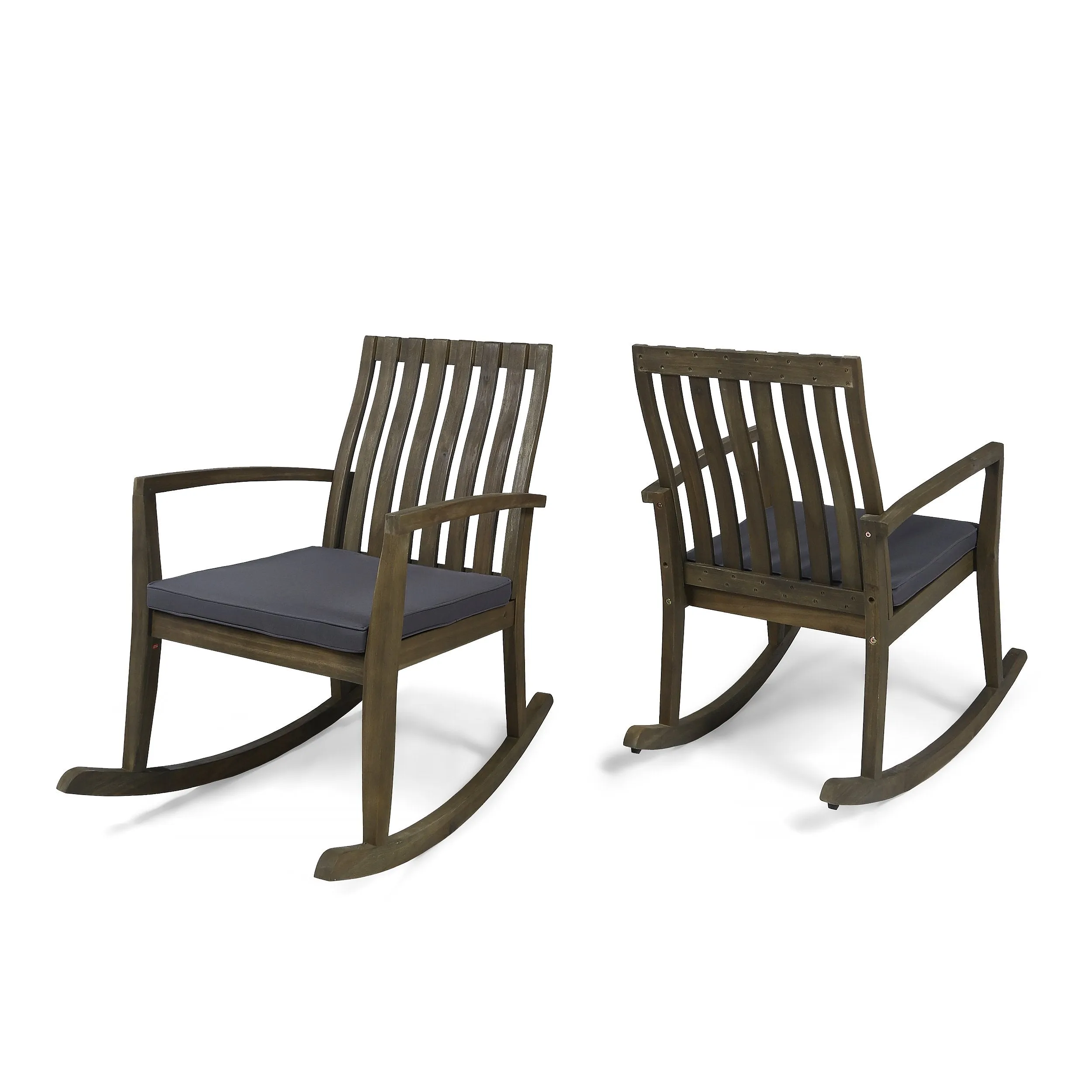 Acacia Wood Rustic Style Rocking Chair with Water Resistant Cushions - NH389803