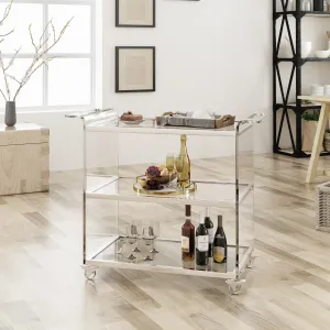 Acrylic Bar Trolley with Glass Shelves, Clear - NH079403 dining chair, upholstered chair