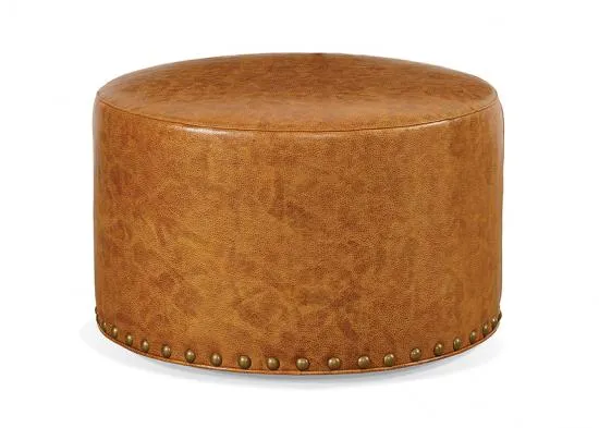 Adal Luxury Round Leather Ottoman vanity mirror, wall mirror