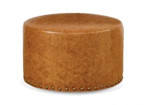 Adal Luxury Round Leather Ottoman vanity mirror, wall mirror