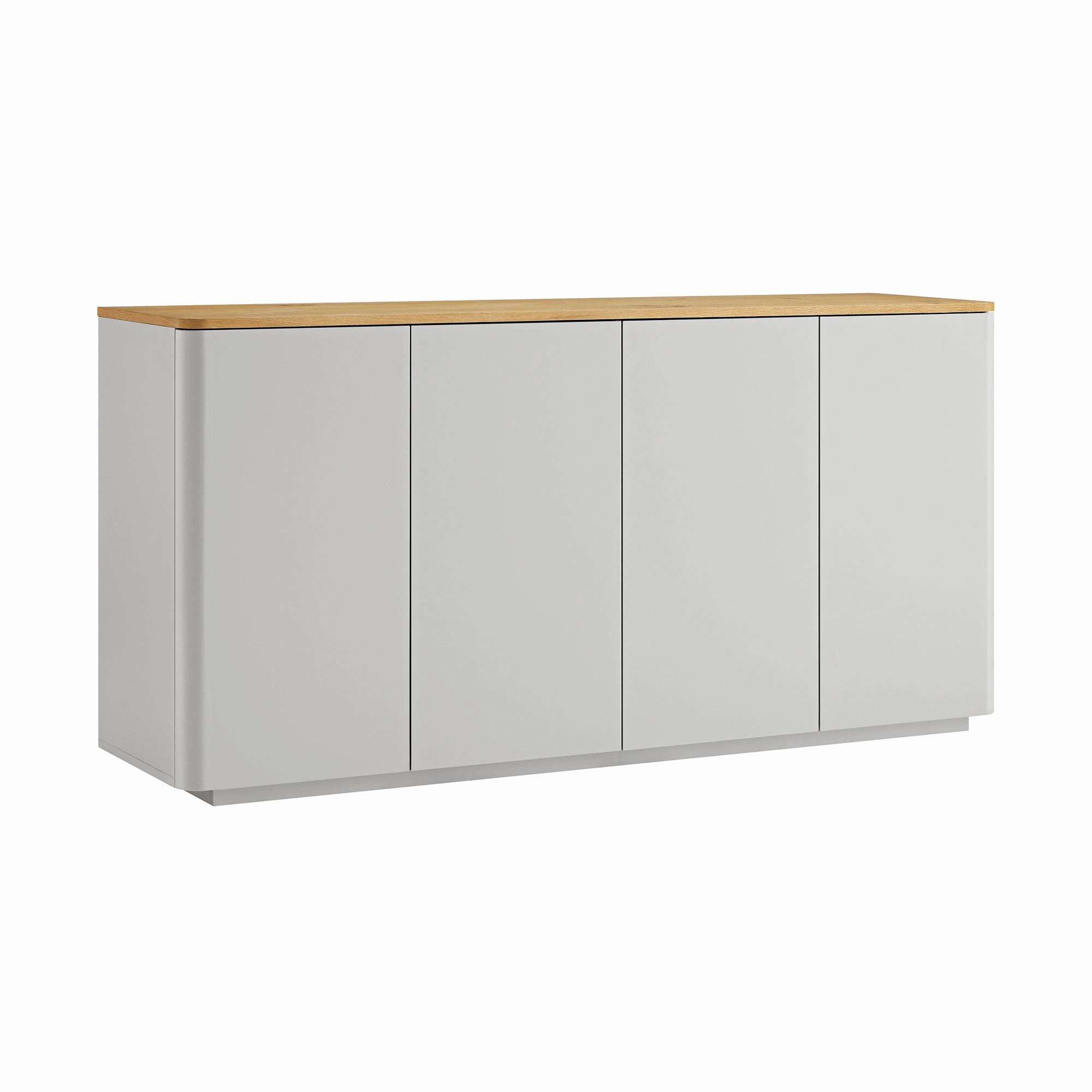 Agnes Curved Edge 150cm Wide Sideboard, Dove Grey with Oak Top
