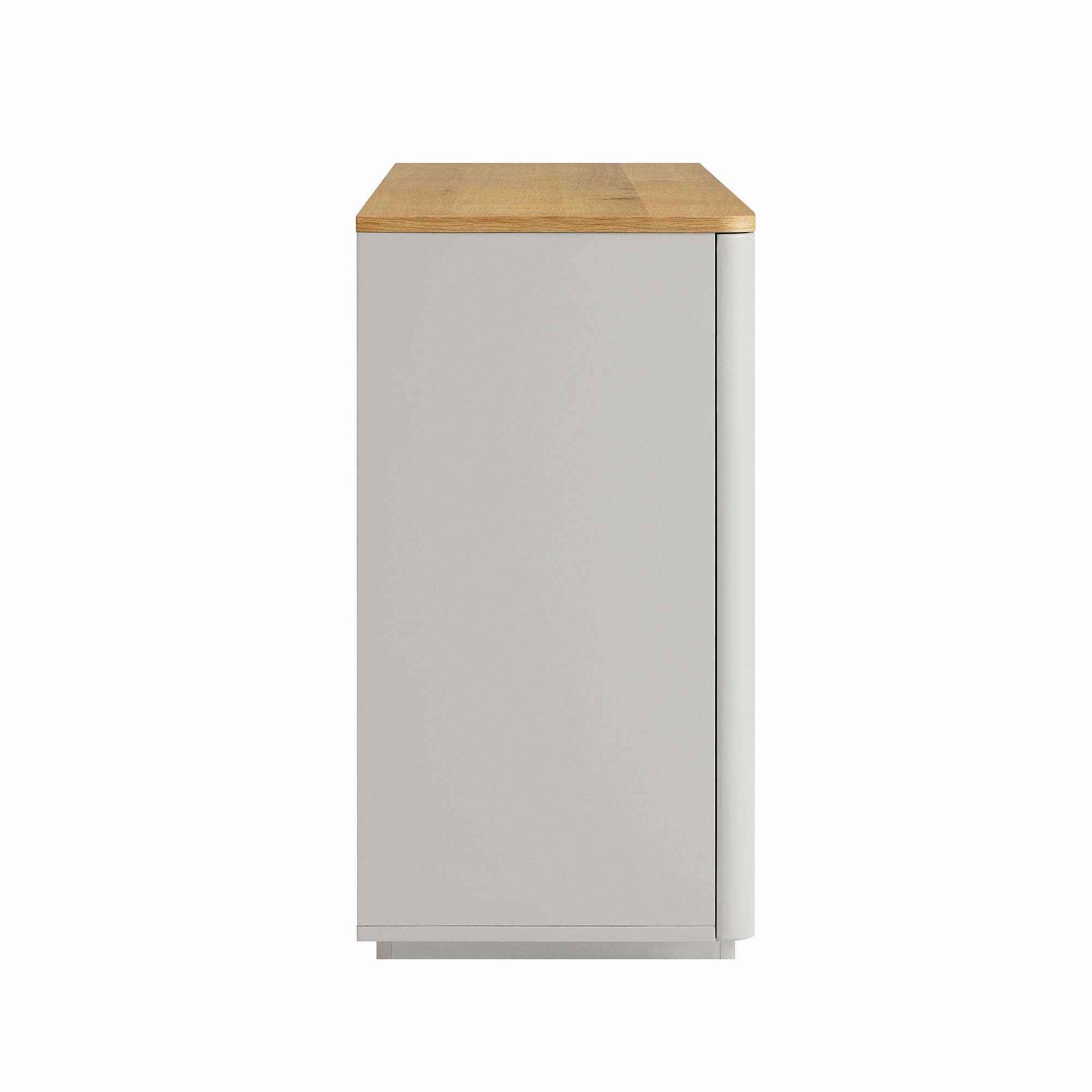 Agnes Curved Edge 2 Door 3 Drawer Wide Sideboard, Dove Grey with Oak Top