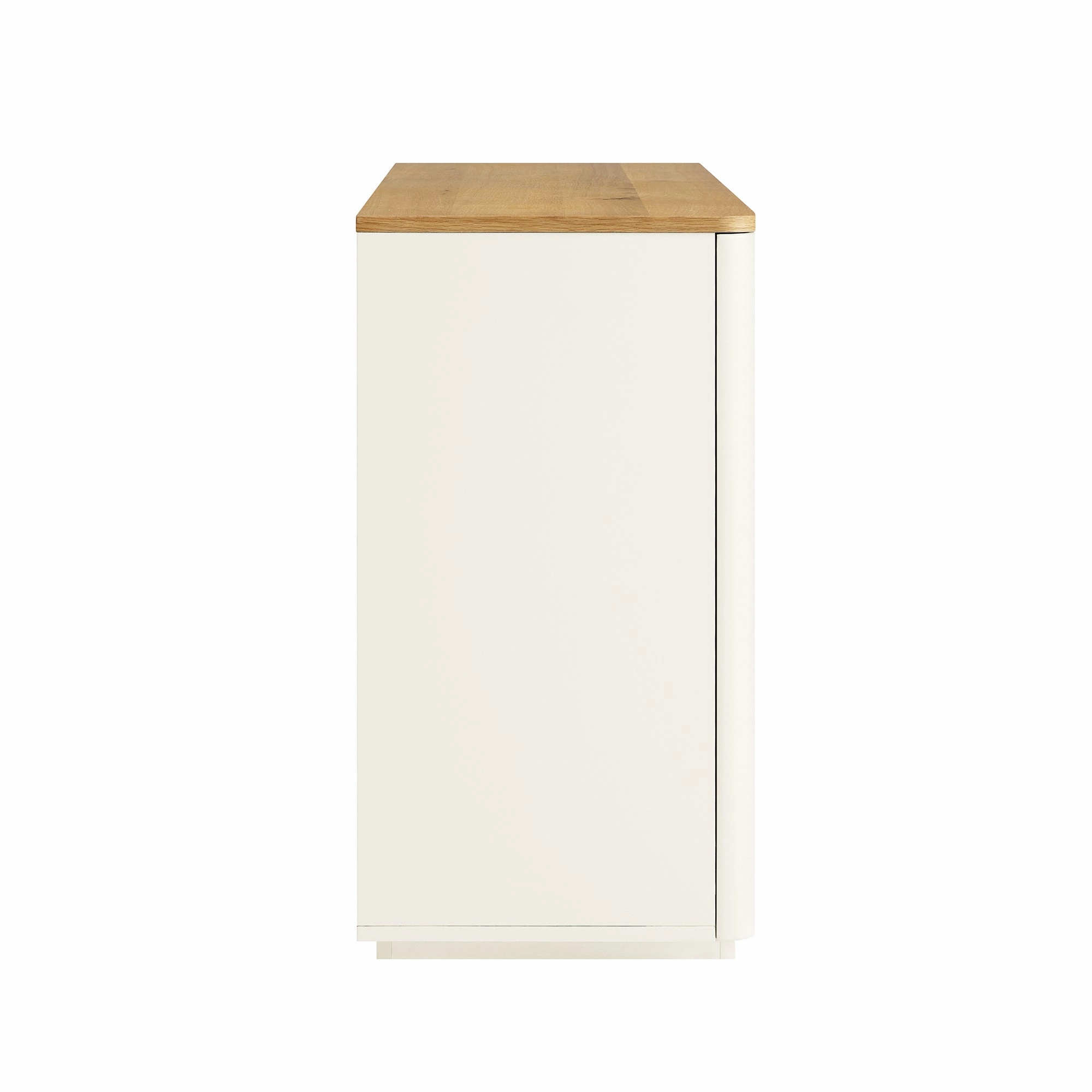 Agnes Curved Edge 2 Door 3 Drawer Wide Sideboard, Off White with Oak Top