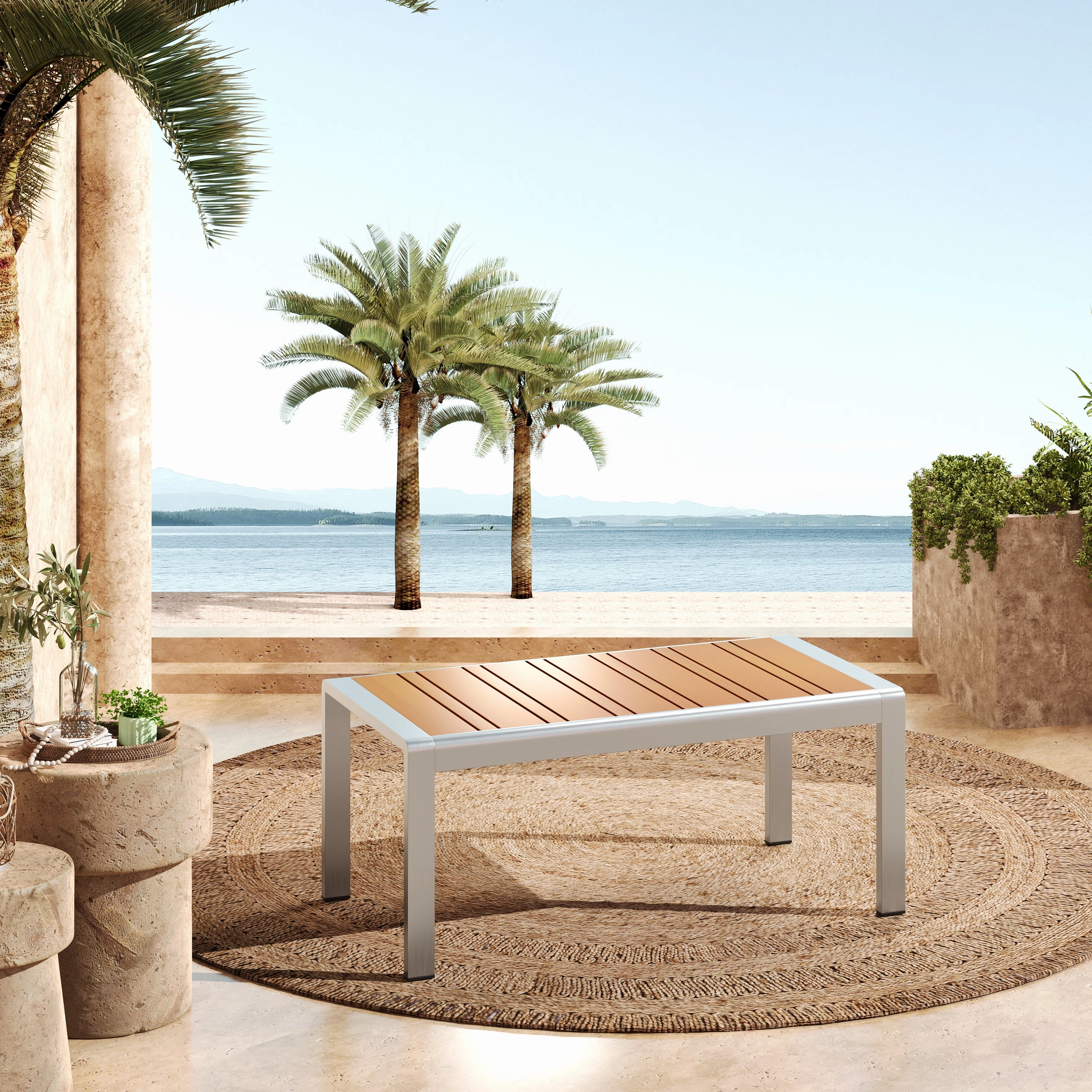 Aldere Aluminum Outdoor Patio Coffee Table
