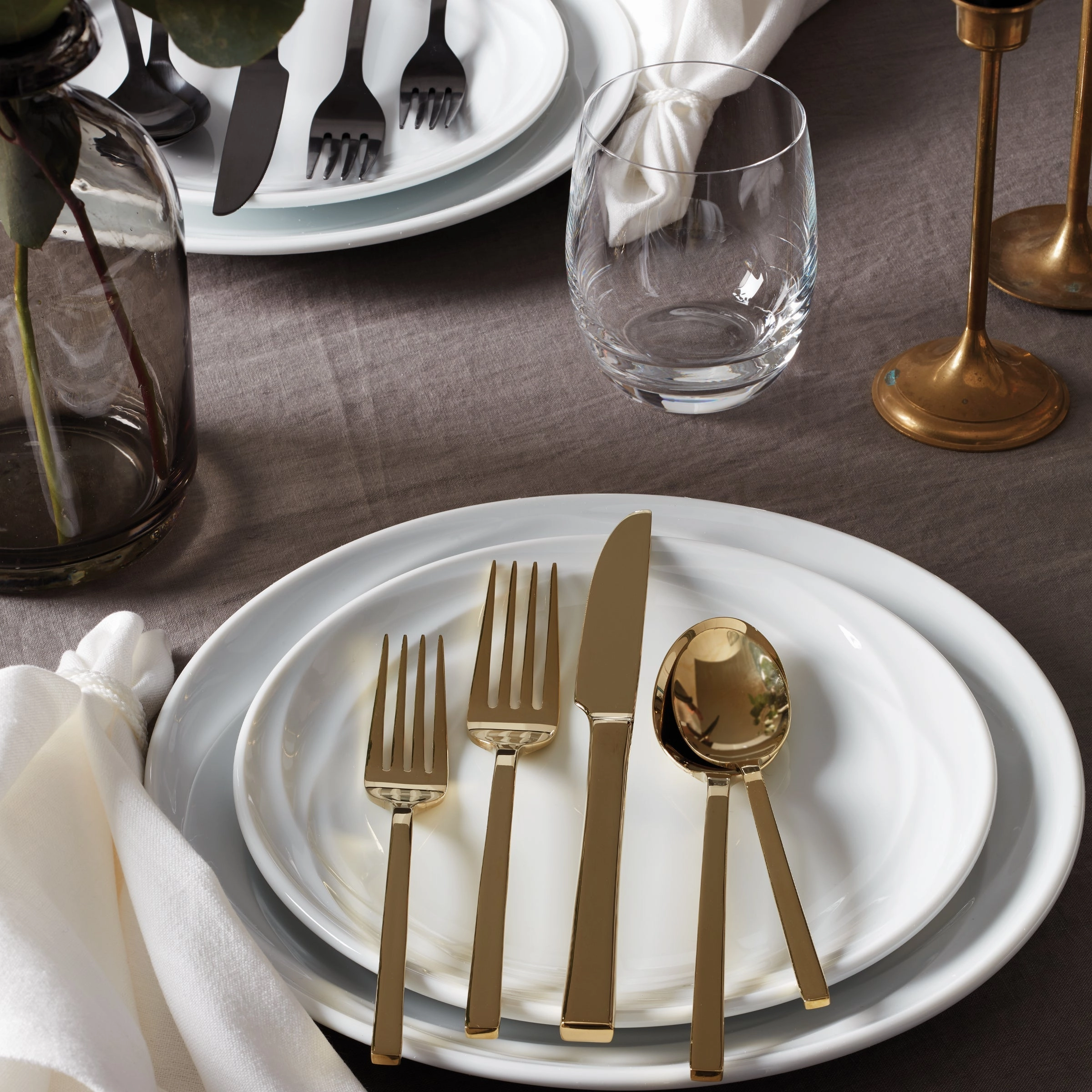 Allay Black Champagne 40 Piece Flatware Set