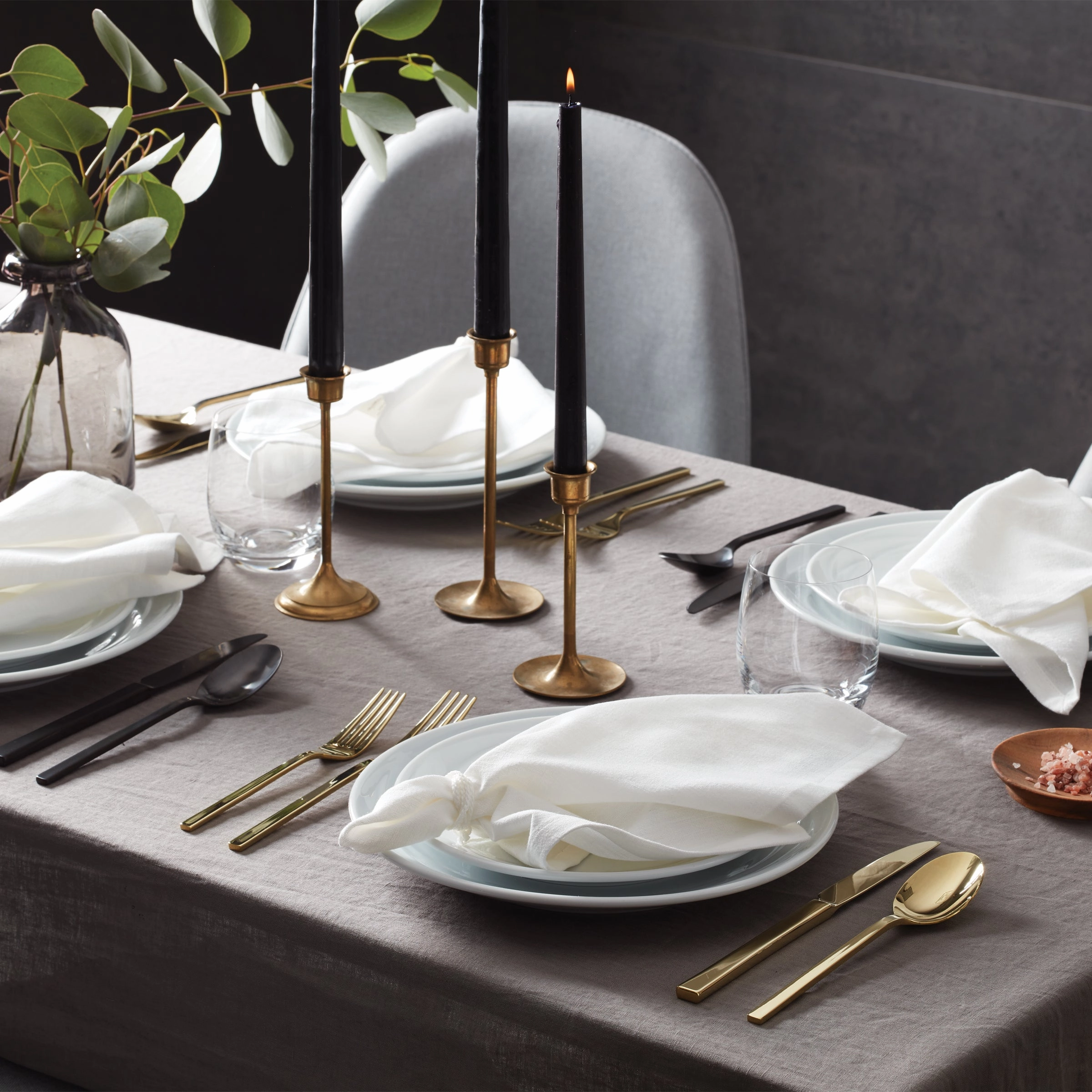 Allay Black Champagne 40 Piece Flatware Set