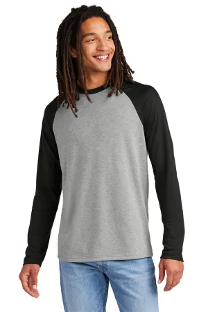 Allmade Mens Colorblock Long Sleeve Crewneck T-Shirt - Aluminum Grey/Deep Black