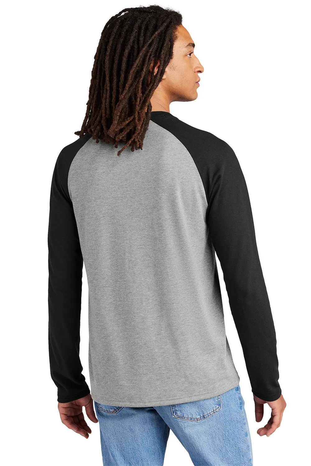 Allmade Mens Colorblock Long Sleeve Crewneck T-Shirt - Aluminum Grey/Deep Black
