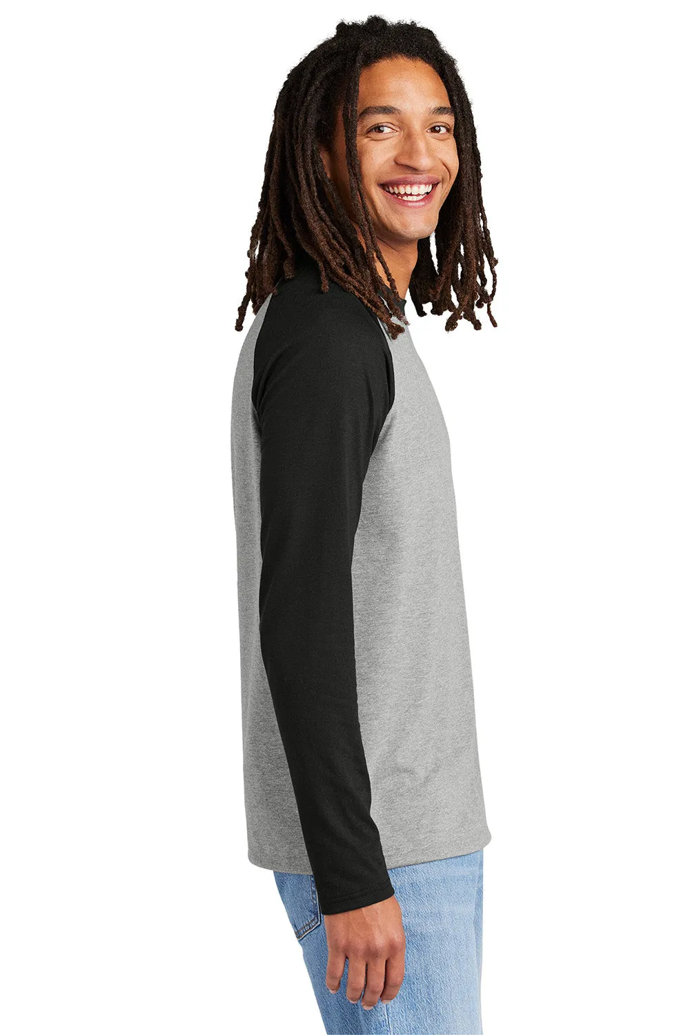 Allmade Mens Colorblock Long Sleeve Crewneck T-Shirt - Aluminum Grey/Deep Black