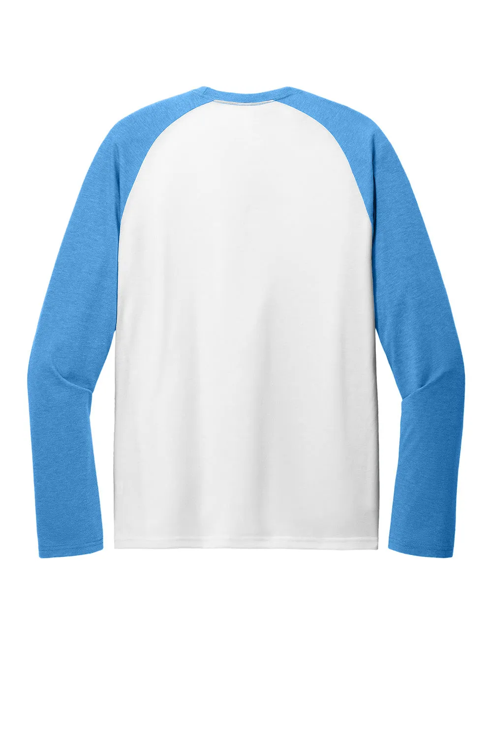 Allmade Mens Colorblock Long Sleeve Crewneck T-Shirt - Bright White/Azure Blue