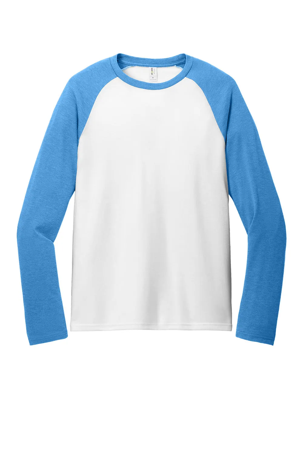 Allmade Mens Colorblock Long Sleeve Crewneck T-Shirt - Bright White/Azure Blue