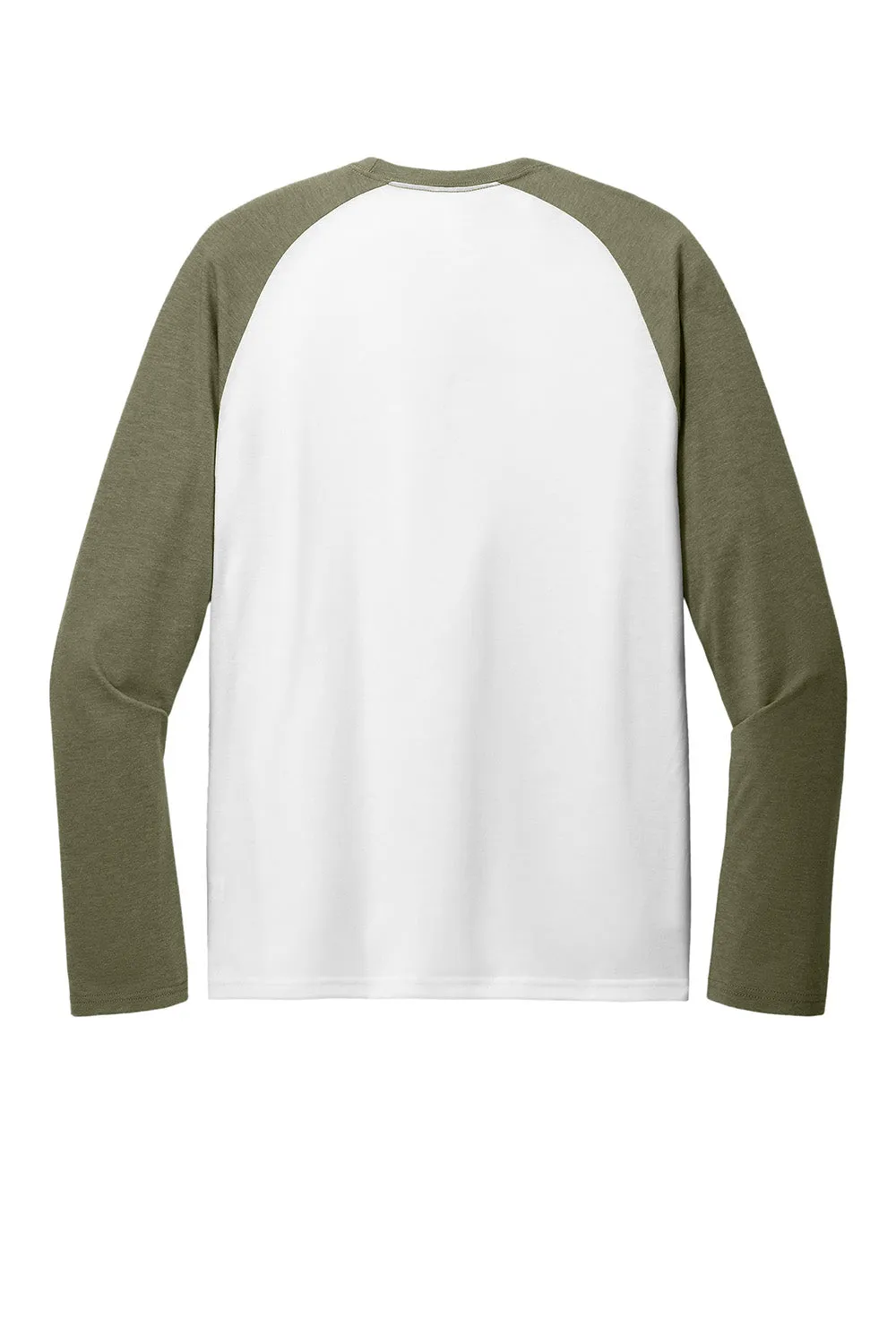 Allmade Mens Colorblock Long Sleeve Crewneck T-Shirt - Bright White/Olive You Green