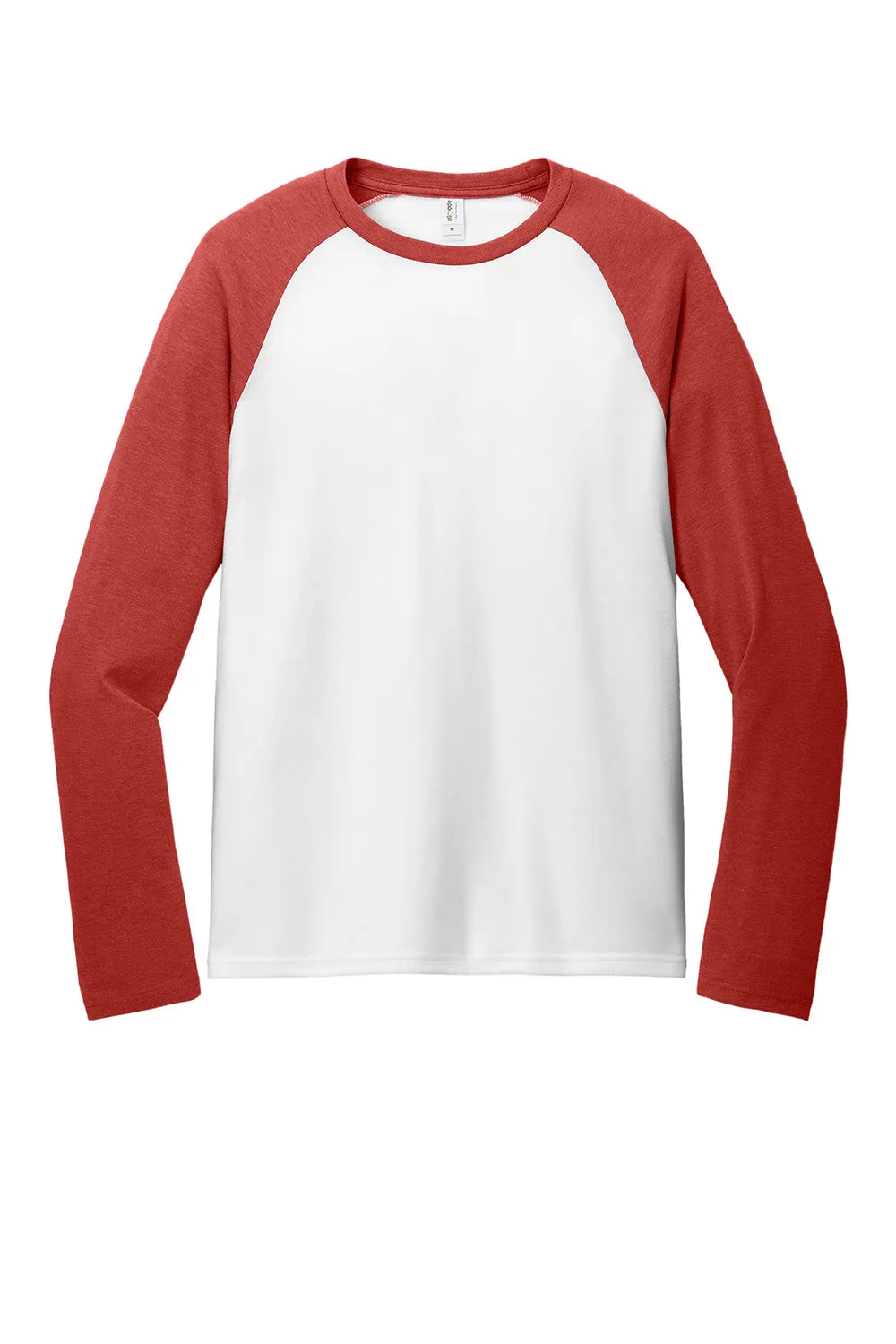 Allmade Mens Colorblock Long Sleeve Crewneck T-Shirt - Bright White/Rise Up Red