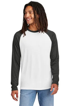 Allmade Mens Colorblock Long Sleeve Crewneck T-Shirt - Bright White/Space Black